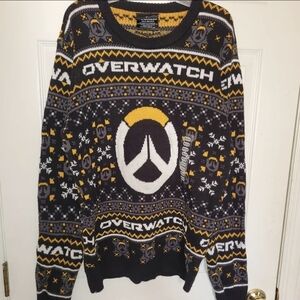 OverWatch Mens Medium Ugly Christmas Holiday Sweater Gamer Long Sleeve Cozy NWT
